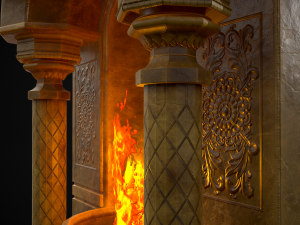 Limestone Ornamented Fire bowl 3D 모델