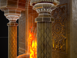 Limestone Ornamented Fire bowl 3D 모델