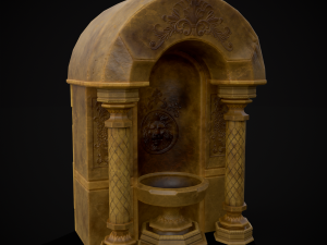 Limestone Ornamented Fire bowl 3D 모델
