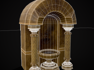 Limestone Ornamented Fire bowl 3D 모델