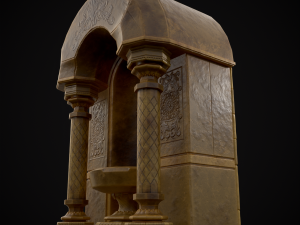 Limestone Ornamented Fire bowl 3D 모델