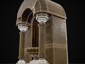 Limestone Ornamented Fire bowl 3D 모델
