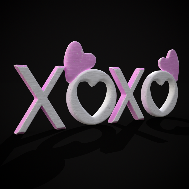 XOXO Wood Lettering 3D Model .c4d .max .obj .3ds .fbx .stl .blend