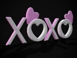 Scritta in legno XOXO Modello 3D