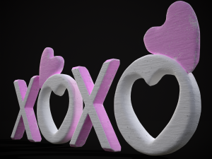 XOXO Wood Lettering 3D Model