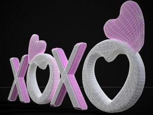 XOXO Wood Lettering 3D Model