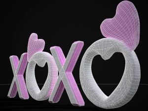 XOXO Wood Lettering 3D Model