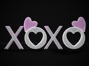 XOXO Wood Lettering 3D Model
