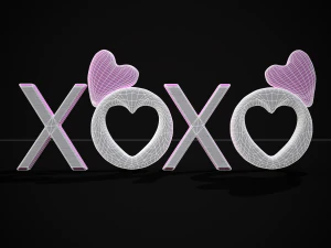 XOXO Wood Lettering 3D Model