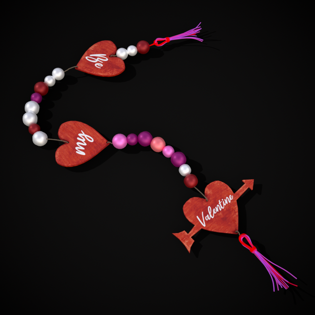 3D Valentines Bead Heart Charm model 3D Model .c4d .max .obj .3ds .fbx .stl .blend 