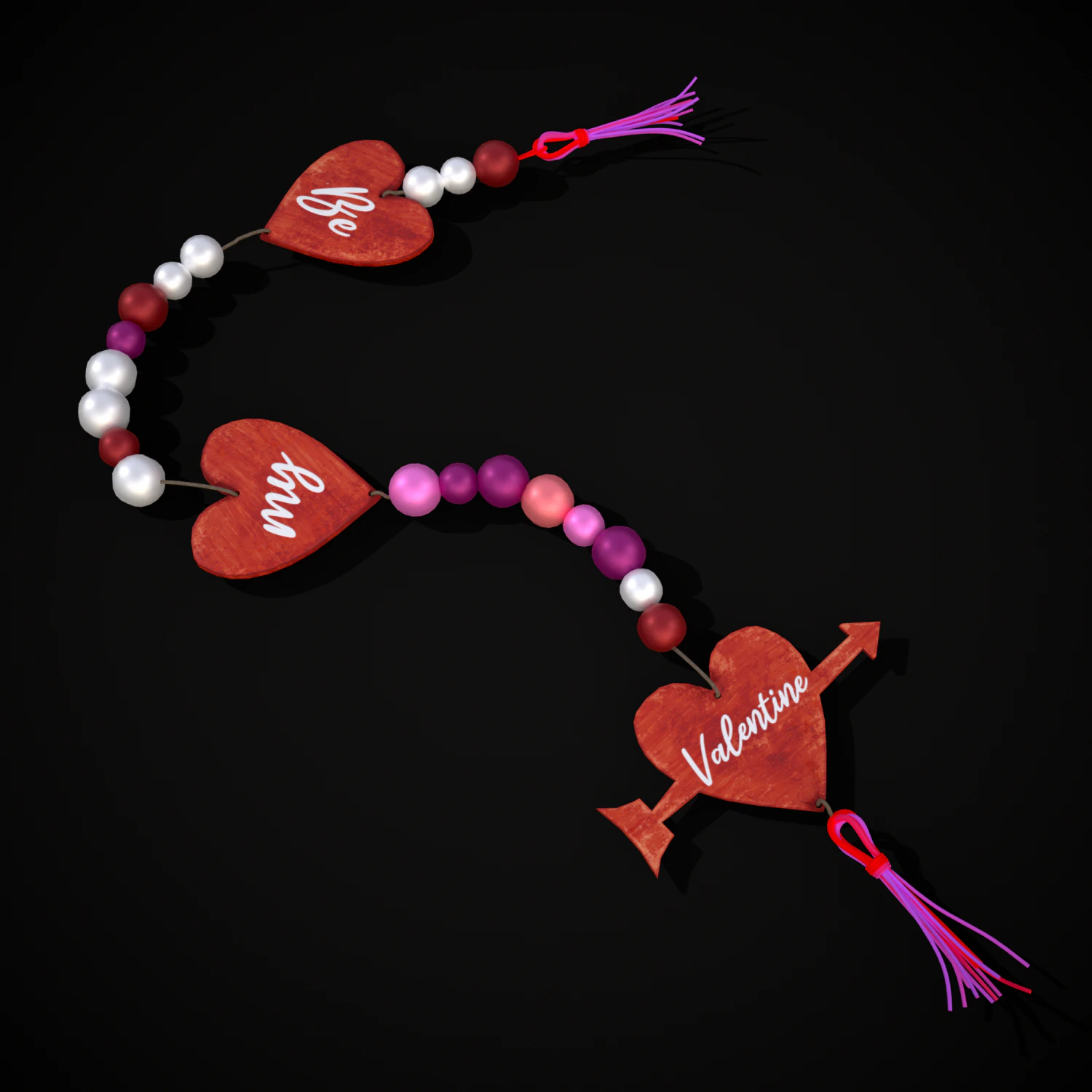 3D Valentines Bead Heart Charm model 3D Model .c4d .max .obj .3ds .fbx .stl .blend