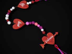 3D Valentines Bead Heart Charm model 3D Model