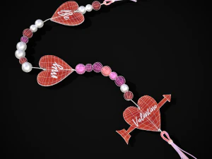 3D Valentines Bead Heart Charm model 3D Model