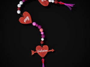 3D Valentines Bead Heart Charm model 3D Model