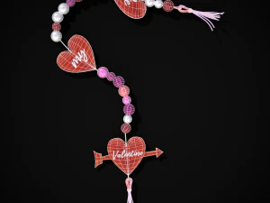 3D Valentines Bead Heart Charm model 3D Model