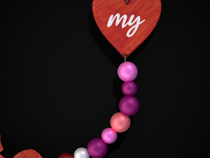 3D Valentines Bead Heart Charm model 3D Model