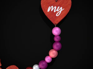3D Valentines Bead Heart Charm model 3D Model