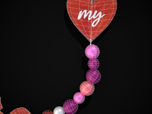 3D Valentines Bead Heart Charm model 3D Model