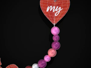 3D Valentines Bead Heart Charm model 3D Model