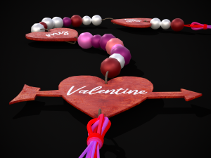 3D Valentines Bead Heart Charm model 3D Model