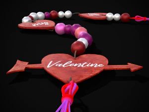 3D Valentines Bead Heart Charm model 3D Model