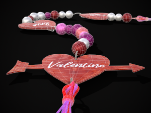 3D Valentines Bead Heart Charm model 3D Model