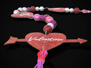 3D Valentines Bead Heart Charm model 3D Model