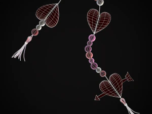 3D Valentines Bead Heart Charm model 3D Model