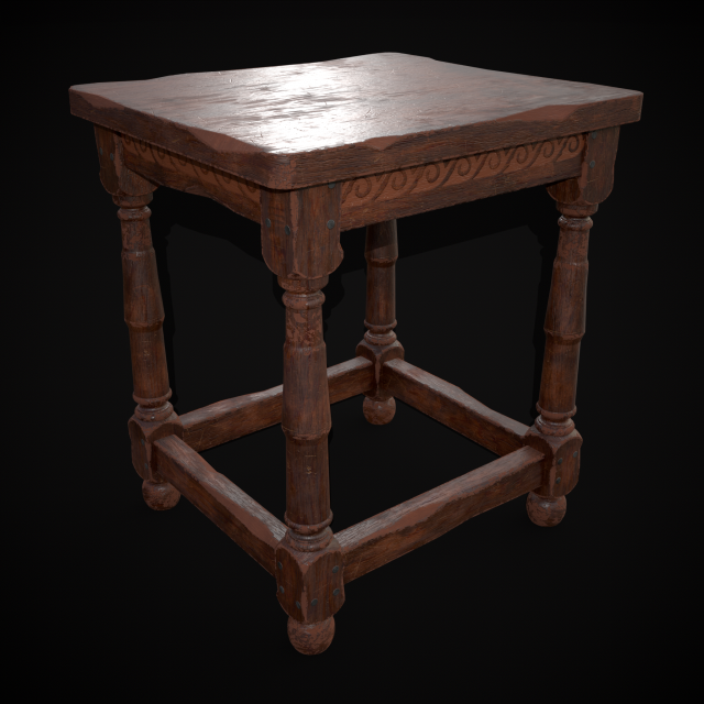 Medieval Antique End Table Modelo 3D .c4d .max .obj .3ds .fbx .stl .blend