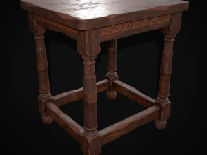 Medieval Antique End Table 3D Model