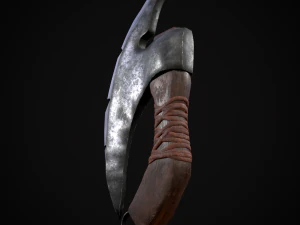 Hache m&eacute;di&eacute;vale tronqu&eacute;e Modèle 3D