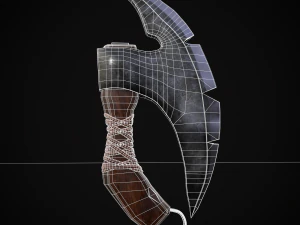 Hache m&eacute;di&eacute;vale tronqu&eacute;e Modèle 3D