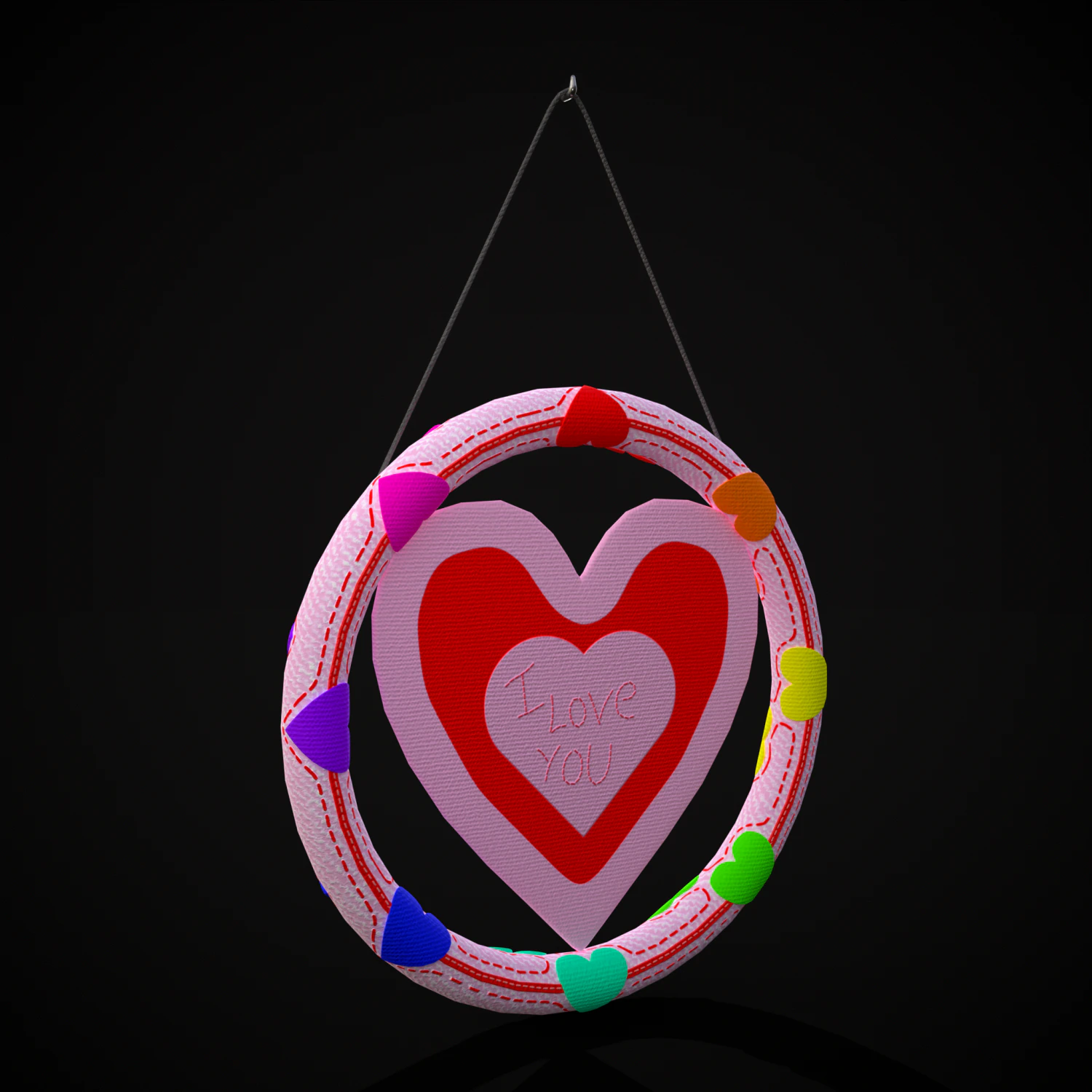 Valentines Hanging Heart 3D 3D Model .c4d .max .obj .3ds .fbx .stl .blend 