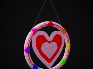Valentines Hanging Heart 3D 3D Model