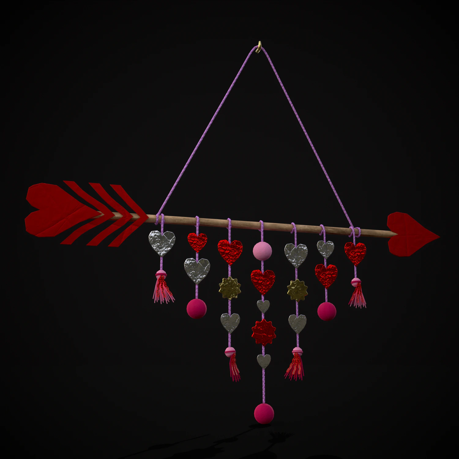 Valentines Arrow Hanger 3D Model .c4d .max .obj .3ds .fbx .stl .blend