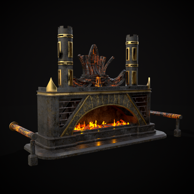 Dark Sci-fi Fire Pit model 3D Model .c4d .max .obj .3ds .fbx .stl .blend 