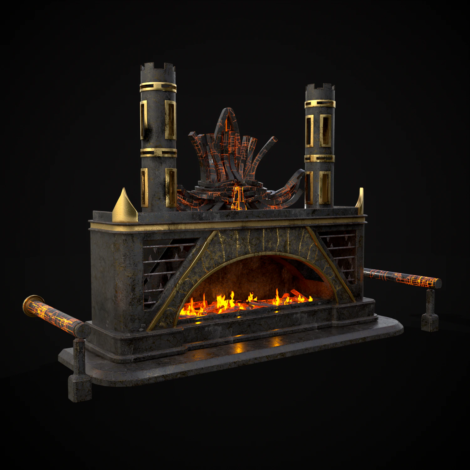 Dark Sci-fi Fire Pit model 3D Model .c4d .max .obj .3ds .fbx .stl .blend
