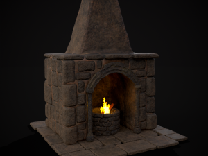 Medieval Mud Stone Fireplace 3D Modelo 3D