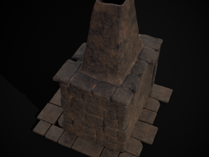 Medieval Mud Stone Fireplace 3D Modelo 3D