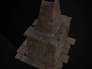 Medieval Mud Stone Fireplace 3D 3D Model