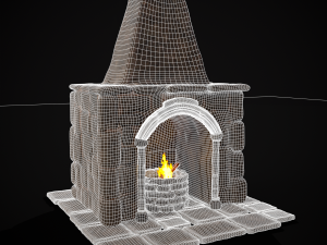 Medieval Mud Stone Fireplace 3D Modelo 3D