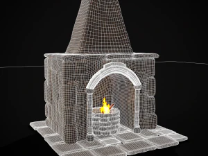 Medieval Mud Stone Fireplace 3D 3D Model