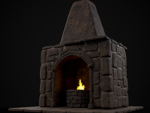 Medieval Mud Stone Fireplace 3D Modelo 3D