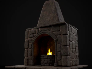 Medieval Mud Stone Fireplace 3D 3D Model