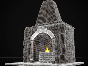 Medieval Mud Stone Fireplace 3D 3D Model