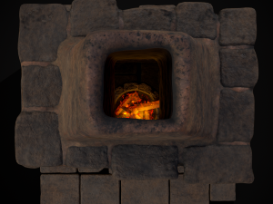 Medieval Mud Stone Fireplace 3D Modelo 3D