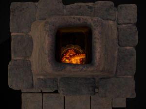 Medieval Mud Stone Fireplace 3D 3D Model