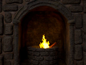 Medieval Mud Stone Fireplace 3D 3D Model