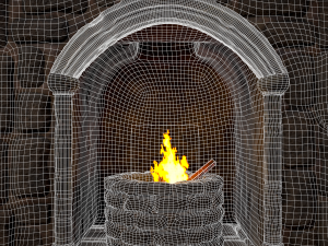 Medieval Mud Stone Fireplace 3D Modelo 3D