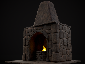 Medieval Mud Stone Fireplace 3D Modelo 3D